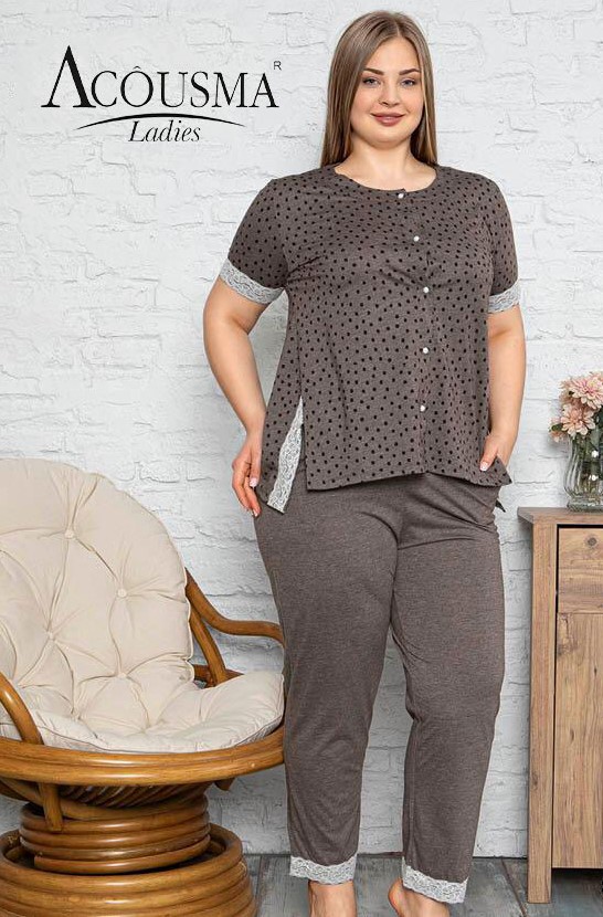 Дамска памучна пижама BIG SIZE 6677