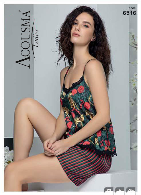 Дамска сатенена пижама 6516