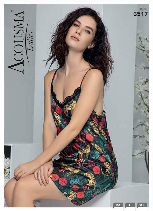 Дамска сатенена нощница 6517