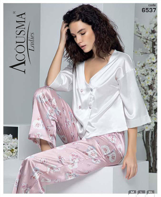 Дамска сатенена пижама 6537