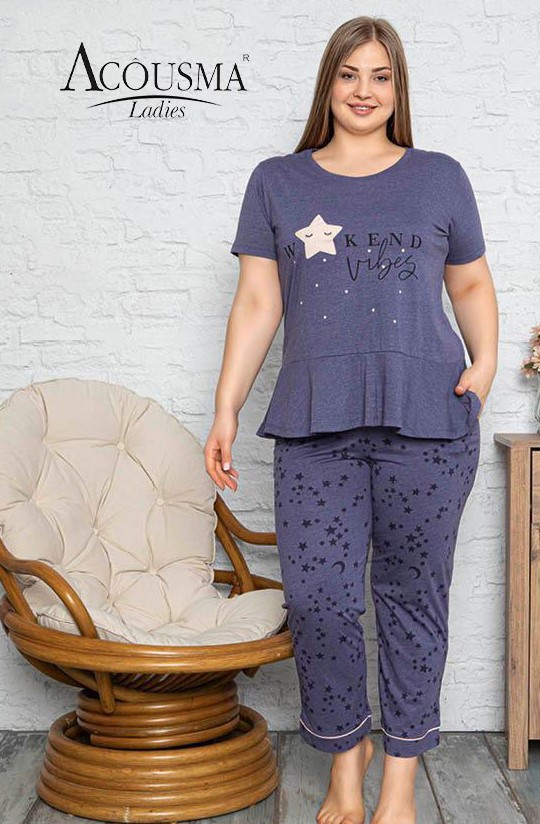 Дамска памучна пижама BIG SIZE 6670